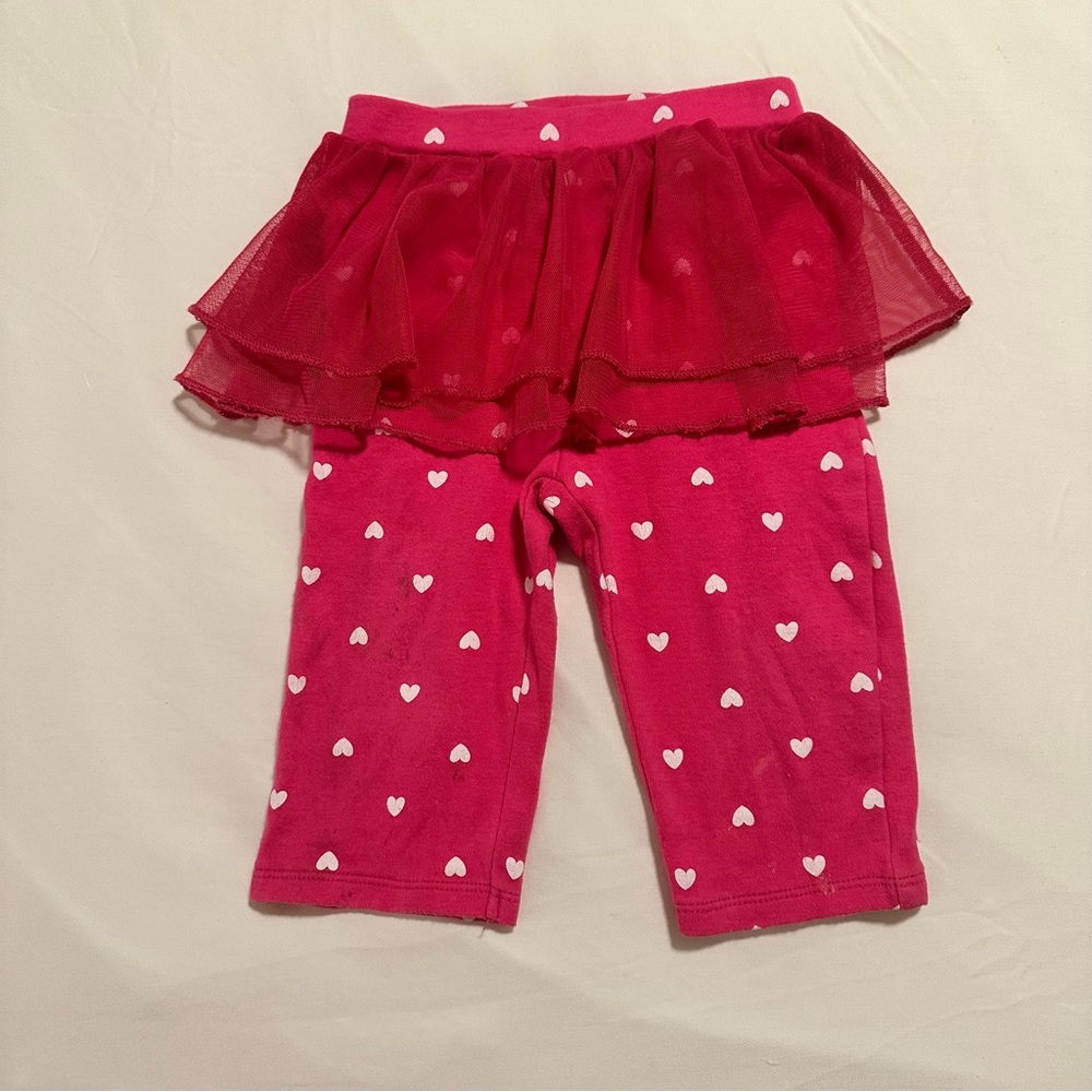Pink Heart Leggings with Tulle Skirt Size 6M